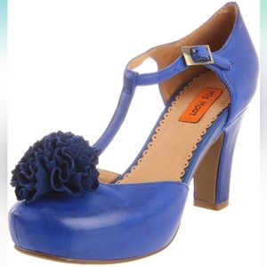 Miz Mooz | Blue Puff Lacey T-Strap Pump, size 11